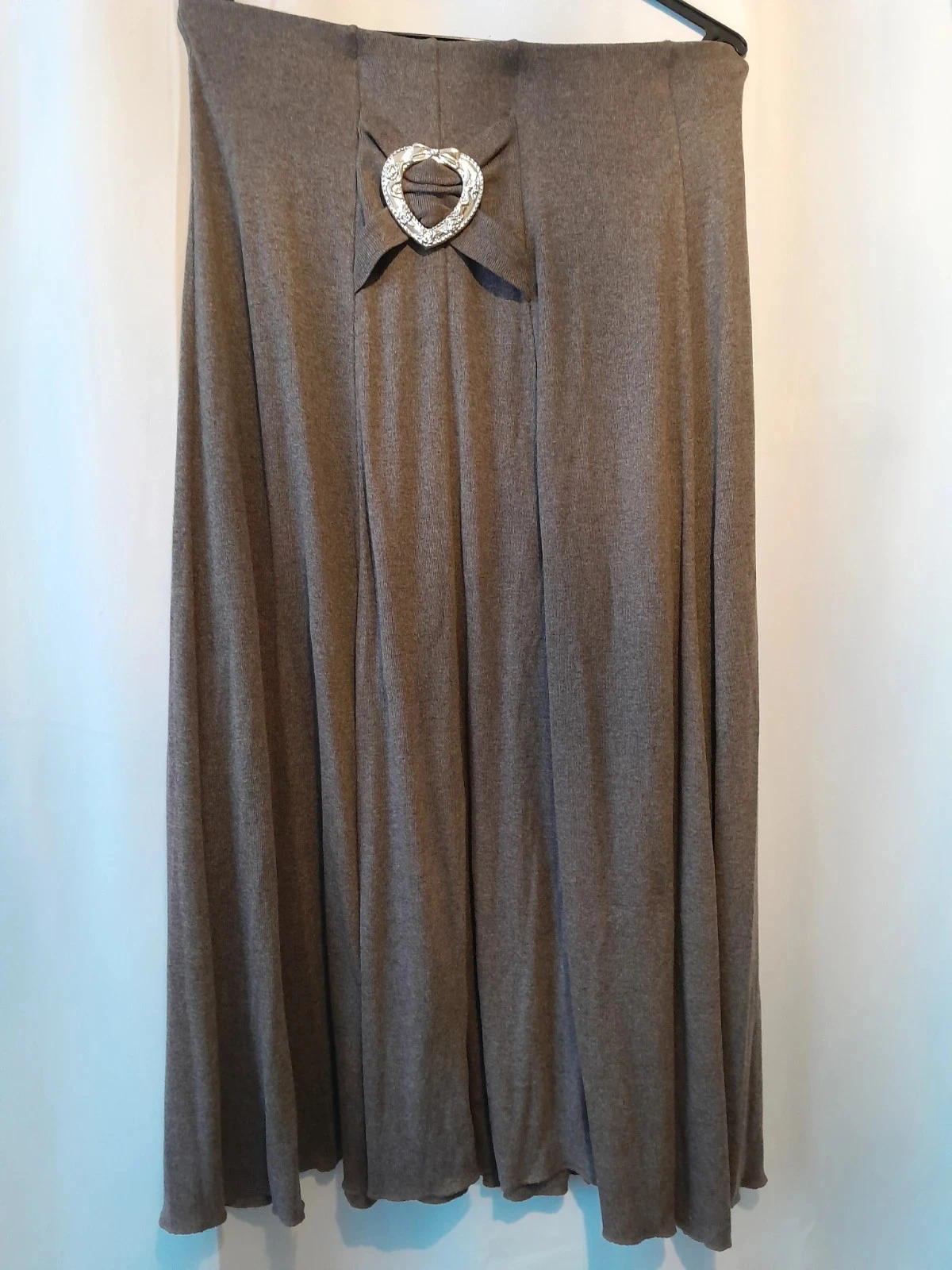 Maxi jupe en maille, Taille 38, couleur marron taupe
